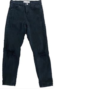 TOPSHOP Black Distressed High Waisted Moto JAMIE JEANS Petite W26 L28